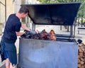 Vendor preparing StaropraÅ¾skÃ¡ Å¡unka - Old Prague Ham