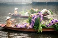 Vendor sell in floatig market,Bangkok,Thailand. Royalty Free Stock Photo