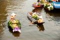 Vendor sell in floatig market,Bangkok,Thailand. Royalty Free Stock Photo