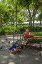 Vendor selling fake jewelry on central square, La Antigua, Guatemala Royalty Free Stock Photo