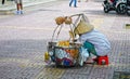 A vendor selling foods on street at Cholon in Saigon, Vietnam Royalty Free Stock Photo