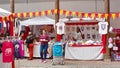 Vendor stalls in the courtyard of an historic building