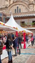 Vendor stalls in the courtyard of an historic building