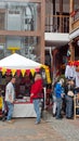 Vendor stalls in the courtyard of an historic building