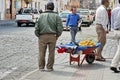 Vendor with a wheelbarrow