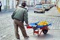 Vendor with a wheelbarrow