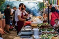 Vendors offer visitors traditional Georgian drinks and a variety of dishes