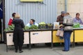 Vendors sell vegetables at the Kalvariju market in the Old town of Vilnius, Lithuania