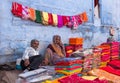 Vendors Selling clothes with vibrant colors in the blue city, Jodhpur