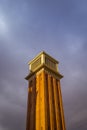 Venecian tower in the entrance of Montjuic Royalty Free Stock Photo