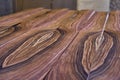 Veneer Santos Rosewood. Wood texture. Woodworking and carpentry production
