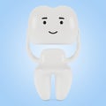 Veneer tooth, cartoon character. The concept of dental examination of teeth, dental health and hygiene.