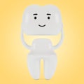 Veneer tooth, cartoon character. The concept of dental examination of teeth, dental health and hygiene.