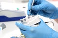 Veneers, dentures, bridges - prosthetist at work Royalty Free Stock Photo