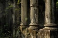 Venerable Antique columns forest. Generate Ai