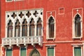 Venetian arched windows and balcony. Venice, Italy. Royalty Free Stock Photo