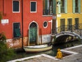 Venetian architecture details with a person sitting