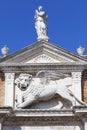 Venetian Arsenal, complex of former shipyards and armories, stone lion, Venice, Italy Royalty Free Stock Photo