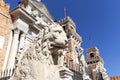 Venetian Arsenal, complex of former shipyards and armories, stone lion, Venice, Italy Royalty Free Stock Photo