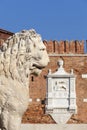 Venetian Arsenal, complex of former shipyards and armories, stone lion, Venice, Italy Royalty Free Stock Photo