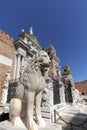 Venetian Arsenal, old shipyard, stone lion, Venice, Italy Royalty Free Stock Photo