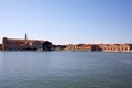 Venetian Arsenal shipyard, canal and industrial red bricks buildings in Venice, Italy Royalty Free Stock Photo