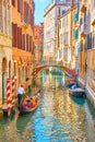 Venetian canal with gondola Royalty Free Stock Photo