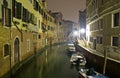 Venetian canal at night. Royalty Free Stock Photo