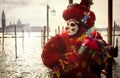 Venetian Carnival clown with puppet Royalty Free Stock Photo