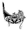 Venetian carnival mask and gondola vector Royalty Free Stock Photo