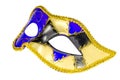 Venetian Carnival mask profile blue yellow black patterned asymmetric coloring image