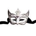 Venetian carnival mask a white and black Venetian mask with a black ribbon an opera mask Royalty Free Stock Photo