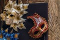 Venetian carnival masks hanging - 1 Royalty Free Stock Photo