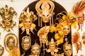 Venetian carnival masks hanging in a shop Royalty Free Stock Photo