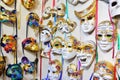 Venetian carnival masks, souvenir shop on a street of Venice, Veneto, Italy. Royalty Free Stock Photo