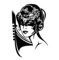 Venetian carnival mysterious woman vector portrait