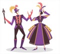 Venetian carnival taking place in Italy. Main characters - king and queen