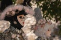 Venetian carnival. Women wearing carnival costumes and Venetian mask