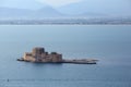 Venetian fortress, Bourtzi, in Argolis bay, Nafplio, Greece Royalty Free Stock Photo