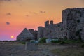 The Venetian Fortress of Methoni at sunset in Peloponnese, Messenia. Royalty Free Stock Photo