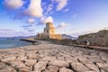 The Venetian Fortress of Methoni at sunset in Peloponnese, Messenia. Royalty Free Stock Photo