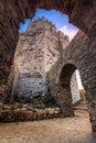 The Venetian Fortress of Methoni at sunset in Peloponnese, Messenia. Royalty Free Stock Photo