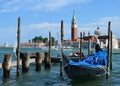 Venetian gondolas. The Cathedral of San Giorgio Maggiore