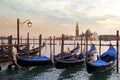 Venetian gondolas moored