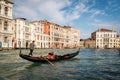 Venetian Gondolier Punts Gondola in Venice, Italy Royalty Free Stock Photo