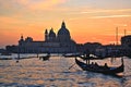 Venetian gondolier at sunset Royalty Free Stock Photo