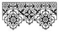 Venetian Guipure Lace Border, form of embroidery on knotted net, vintage engraving