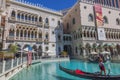 Venetian Hotel in Las Vegas with gondoliers and tourists on gondolas. Nevada,