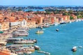 Venetian lagoon and a berth for gondolas and boats, Venice, Ital