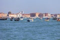 Venetian Lagoon, different types of boats, heavy traffic, Venice, Italy